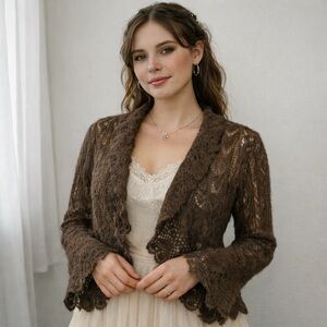 LA Boutique Large Brown Mohair Cardigan